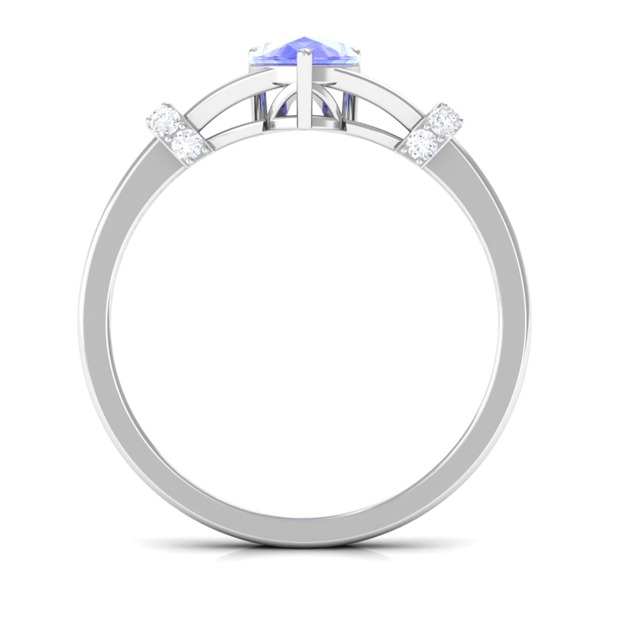 Rosec Jewels-Pear Shape Tanzanite and Diamond Solitaire Ring in Split Shank