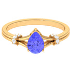 Rosec Jewels-Pear Shape Tanzanite and Diamond Solitaire Ring in Split Shank