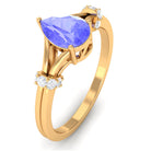 Rosec Jewels-Pear Shape Tanzanite and Diamond Solitaire Ring in Split Shank