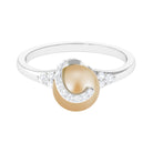 Rosec Jewels-Designer South Sea Pearl Solitaire Engagement Ring with Diamond