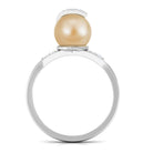 Rosec Jewels-Designer South Sea Pearl Solitaire Engagement Ring with Diamond