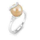 Rosec Jewels-Designer South Sea Pearl Solitaire Engagement Ring with Diamond