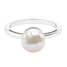 Rosec Jewels-Round Freshwater Pearl Solitaire Ring with Diamond Hidden Halo