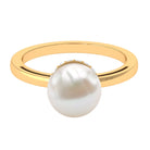 Rosec Jewels-Round Freshwater Pearl Solitaire Ring with Diamond Hidden Halo