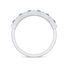 Rosec Jewels-Baguette Cut Created Emerald Classic Half Eternity Ring with Diamond