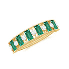 Rosec Jewels-Baguette Cut Created Emerald Classic Half Eternity Ring with Diamond