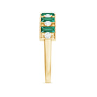 Rosec Jewels-Baguette Cut Created Emerald Classic Half Eternity Ring with Diamond