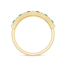 Rosec Jewels-Baguette Cut Created Emerald Classic Half Eternity Ring with Diamond