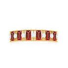 Rosec Jewels-Baguette Cut Created Ruby Classic Half Eternity Ring with Diamond