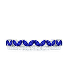 Rosec Jewels-Marquise Cut Created Blue Sapphire Half Eternity Stackable Ring with Diamond