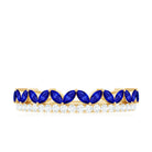 Rosec Jewels-Marquise Cut Created Blue Sapphire Half Eternity Stackable Ring with Diamond