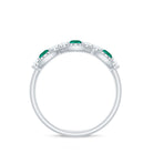 Rosec Jewels-1 CT Round Shape Certified Created Emerald and Diamond Anniversary Ring