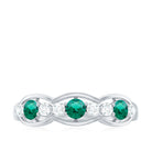 Rosec Jewels-1 CT Round Shape Certified Created Emerald and Diamond Anniversary Ring