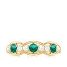 Rosec Jewels-1 CT Round Shape Certified Created Emerald and Diamond Anniversary Ring