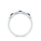 Rosec Jewels-Round Shape Certified Created Blue Sapphire and Diamond Anniversary Ring