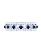 Rosec Jewels-Designer Blue Sapphire and Diamond Half Eternity Band Ring