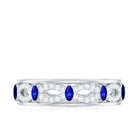 Rosec Jewels-Marquise Created Blue Sapphire and Diamond Infinity Band Ring