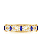 Rosec Jewels-Marquise Created Blue Sapphire and Diamond Infinity Band Ring