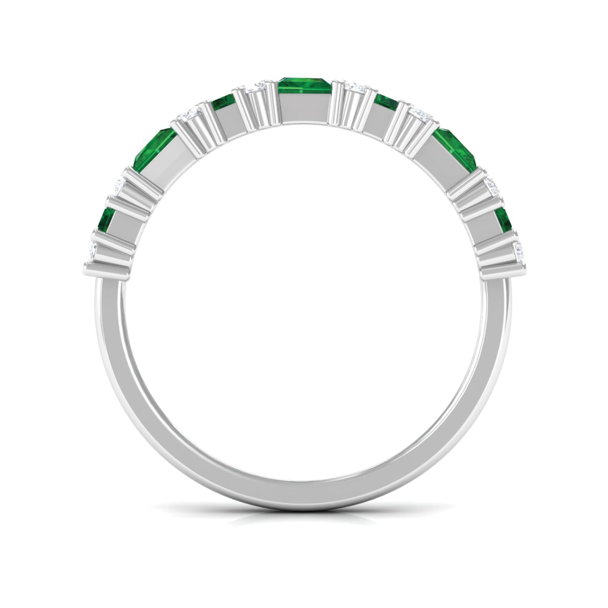 Rosec Jewels-5 CT Lab-Created Emerald and Moissanite Classic Eternity Band Ring