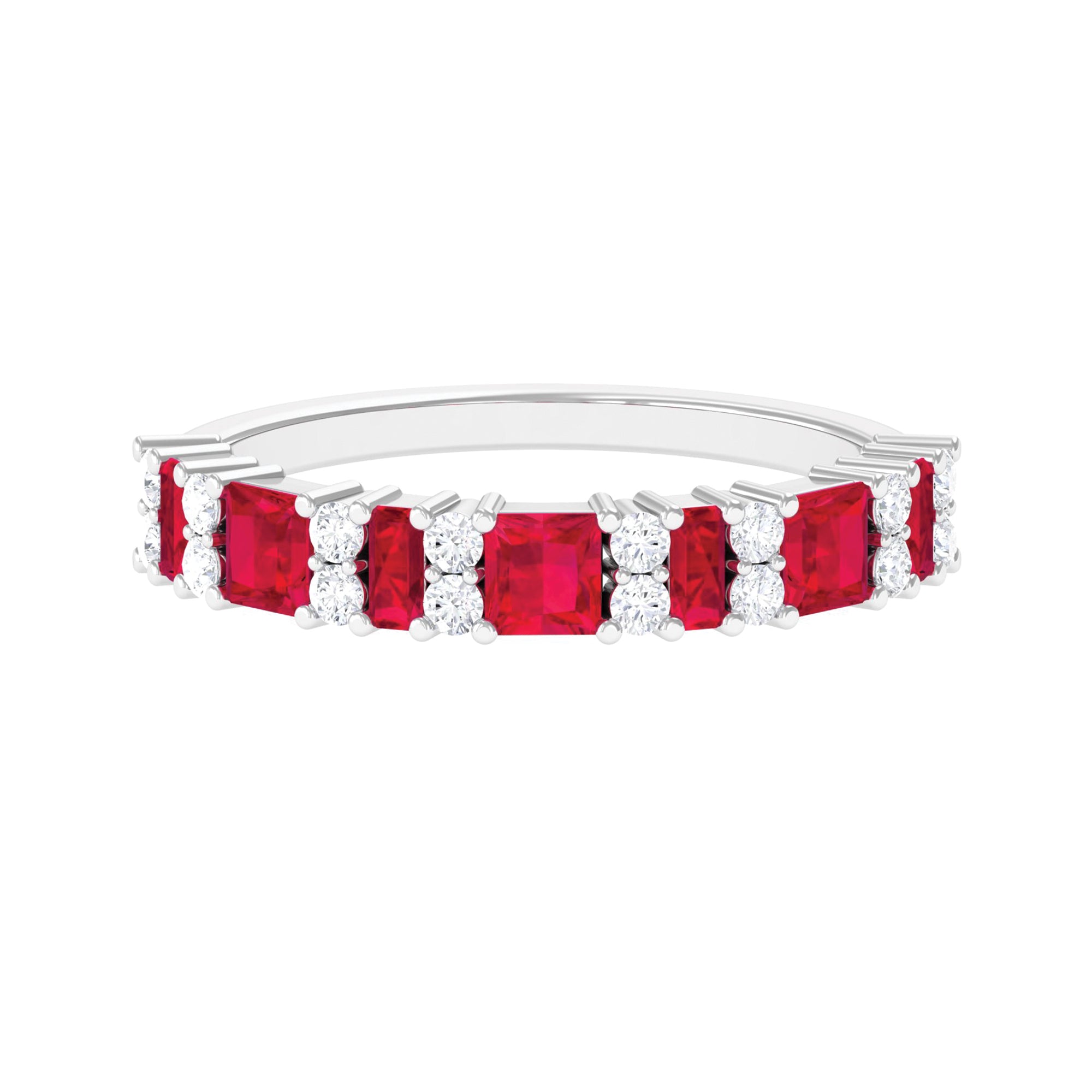 Rosec Jewels-Lab-Created Ruby and Moissanite Classic Eternity Band Ring