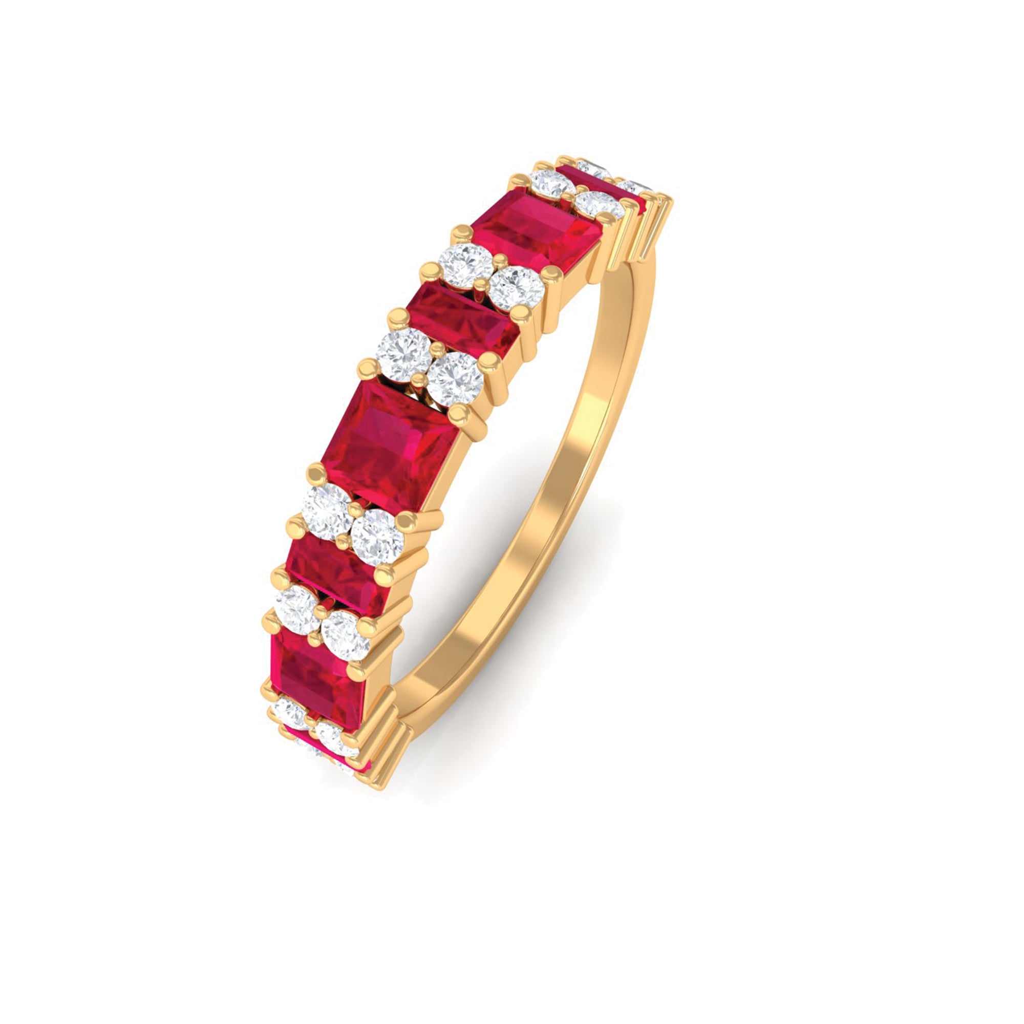 Rosec Jewels-Lab-Created Ruby and Moissanite Classic Eternity Band Ring