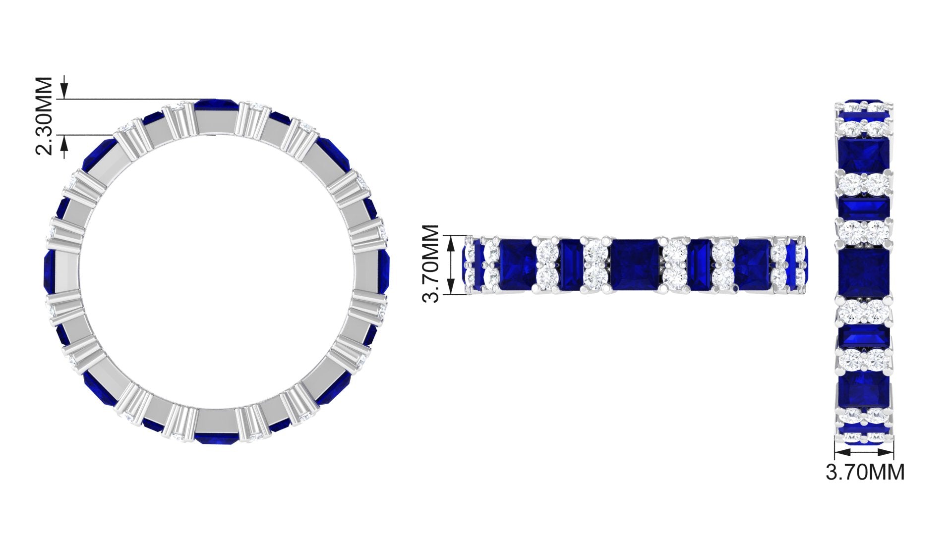 Rosec Jewels-Lab-Created Blue Sapphire and Moissanite Classic Eternity Band Ring