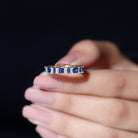 Rosec Jewels-Lab-Created Blue Sapphire and Moissanite Classic Eternity Band Ring