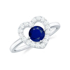 Rosec Jewels-Real Blue Sapphire and Diamond Heart Engagement Ring