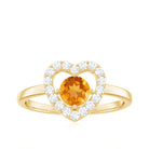 Rosec Jewels-1 CT Round Citrine Heart Engagement Ring with Diamond Halo