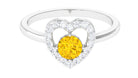 Rosec Jewels-Real Yellow Sapphire and Diamond Halo Heart Ring