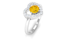 Rosec Jewels-Real Yellow Sapphire and Diamond Halo Heart Ring