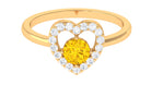 Rosec Jewels-Real Yellow Sapphire and Diamond Halo Heart Ring