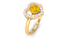 Rosec Jewels-Real Yellow Sapphire and Diamond Halo Heart Ring