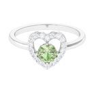 Rosec Jewels-Green Sapphire Heart Promise Ring with Diamond Halo