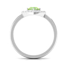 Rosec Jewels-Green Sapphire Heart Promise Ring with Diamond Halo