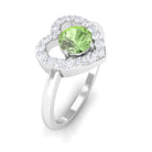 Rosec Jewels-Green Sapphire Heart Promise Ring with Diamond Halo