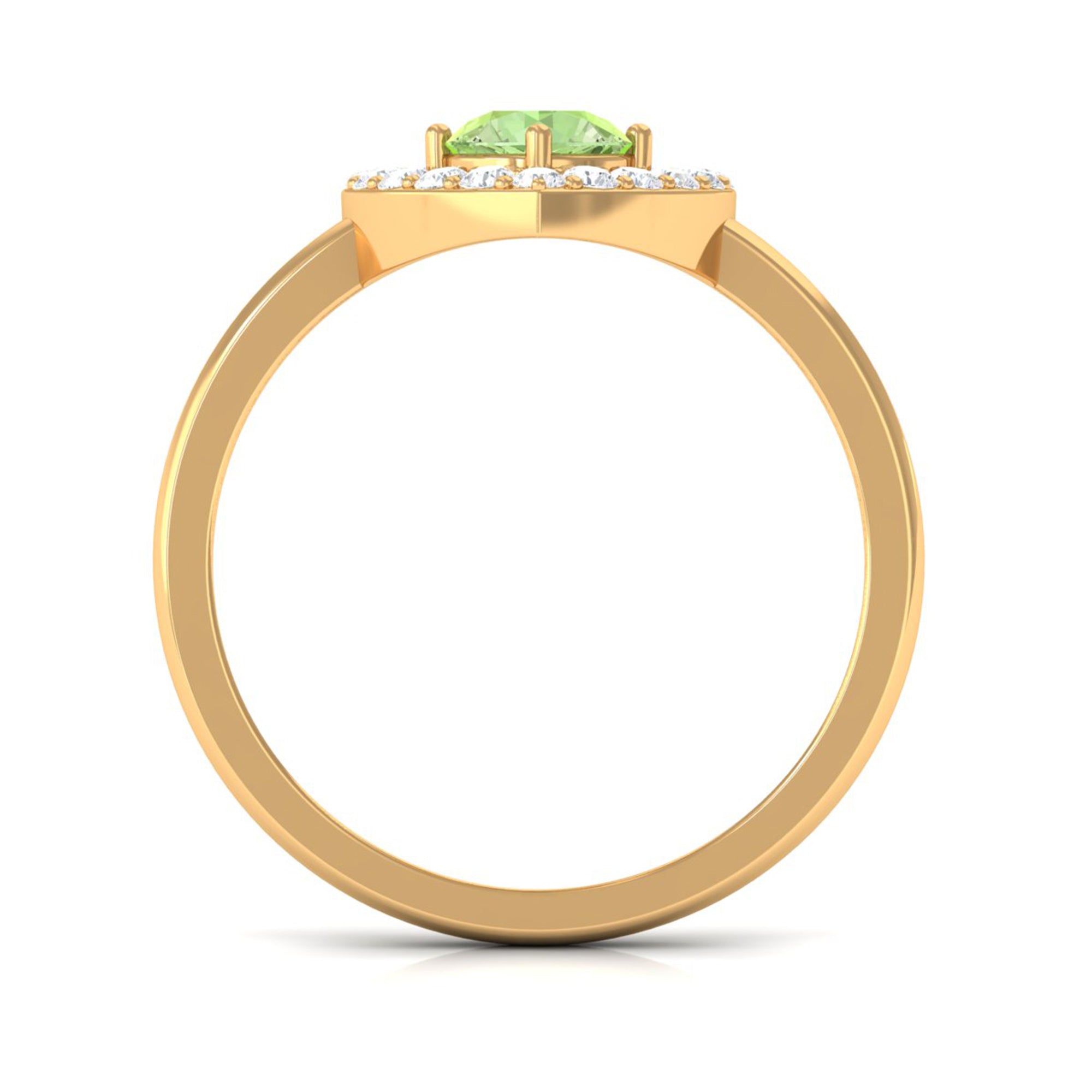 Rosec Jewels-Green Sapphire Heart Promise Ring with Diamond Halo