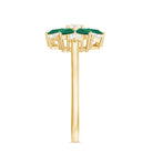 Rosec Jewels-Cocktail Flower Ring with Emerald and Diamond