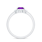 Rosec Jewels-Princess Cut Amethyst and Diamond Flower Halo Ring