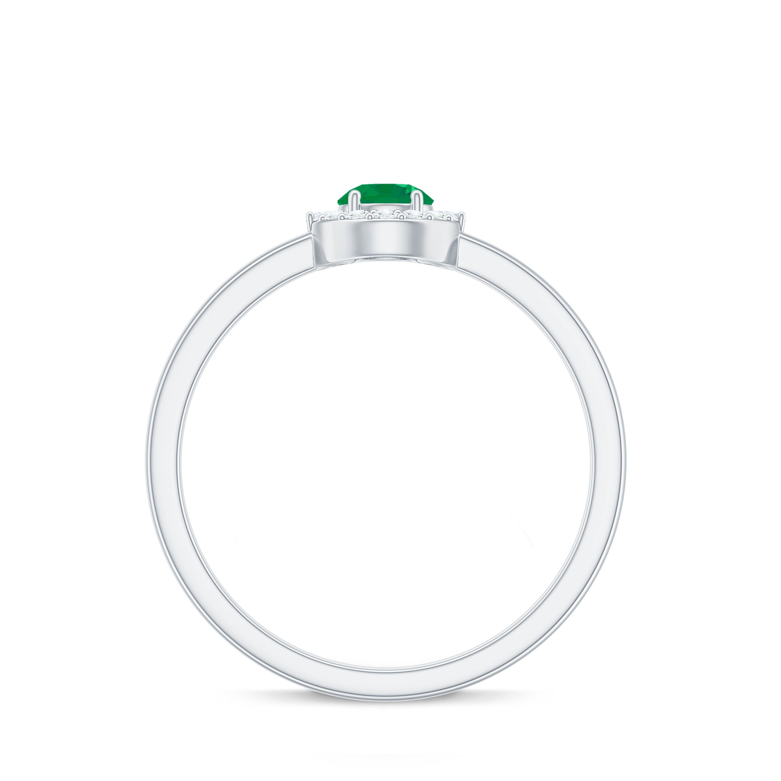 Rosec Jewels-Minimal Emerald Promise Ring with Diamond Halo