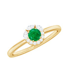 Rosec Jewels-Minimal Emerald Promise Ring with Diamond Halo