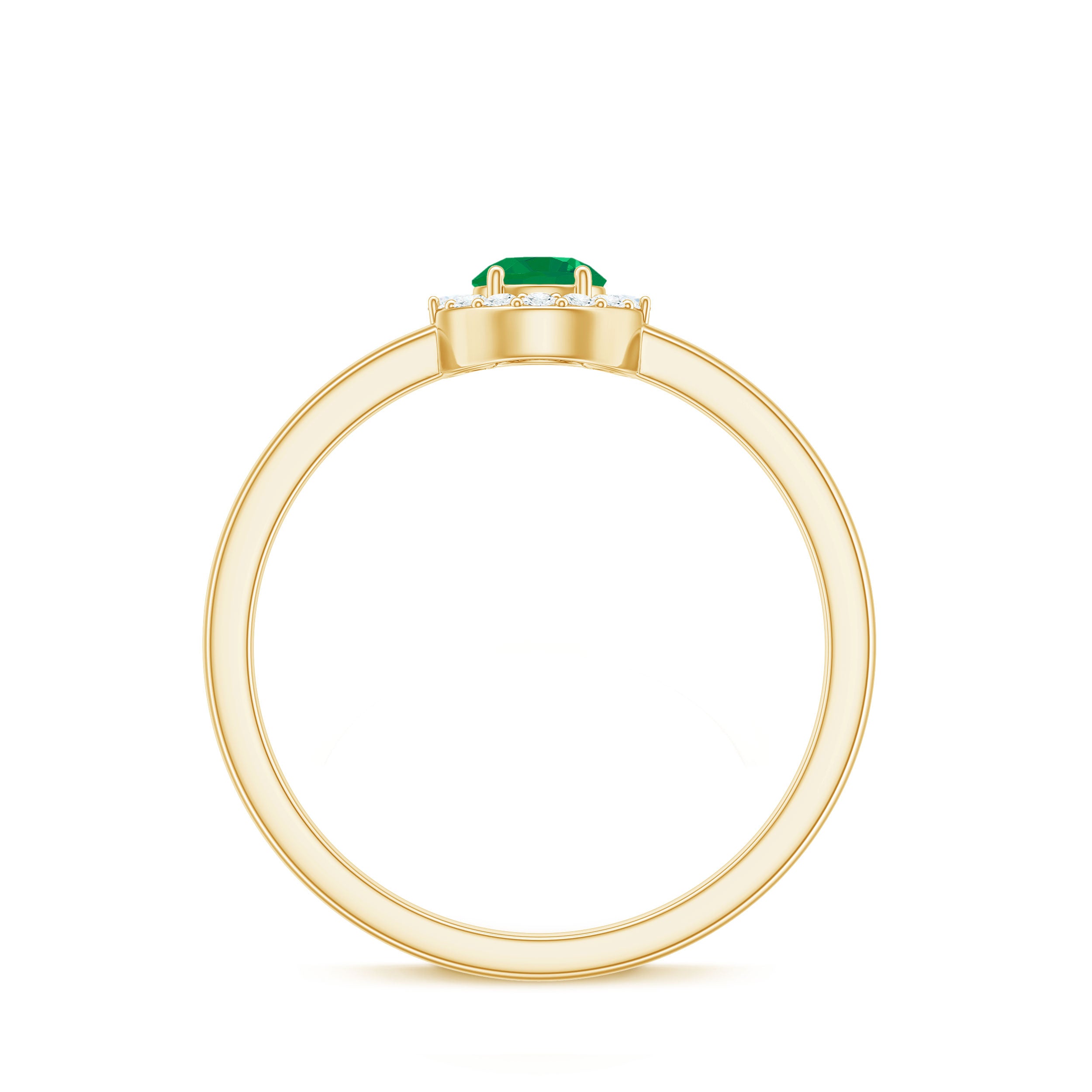 Rosec Jewels-Minimal Emerald Promise Ring with Diamond Halo