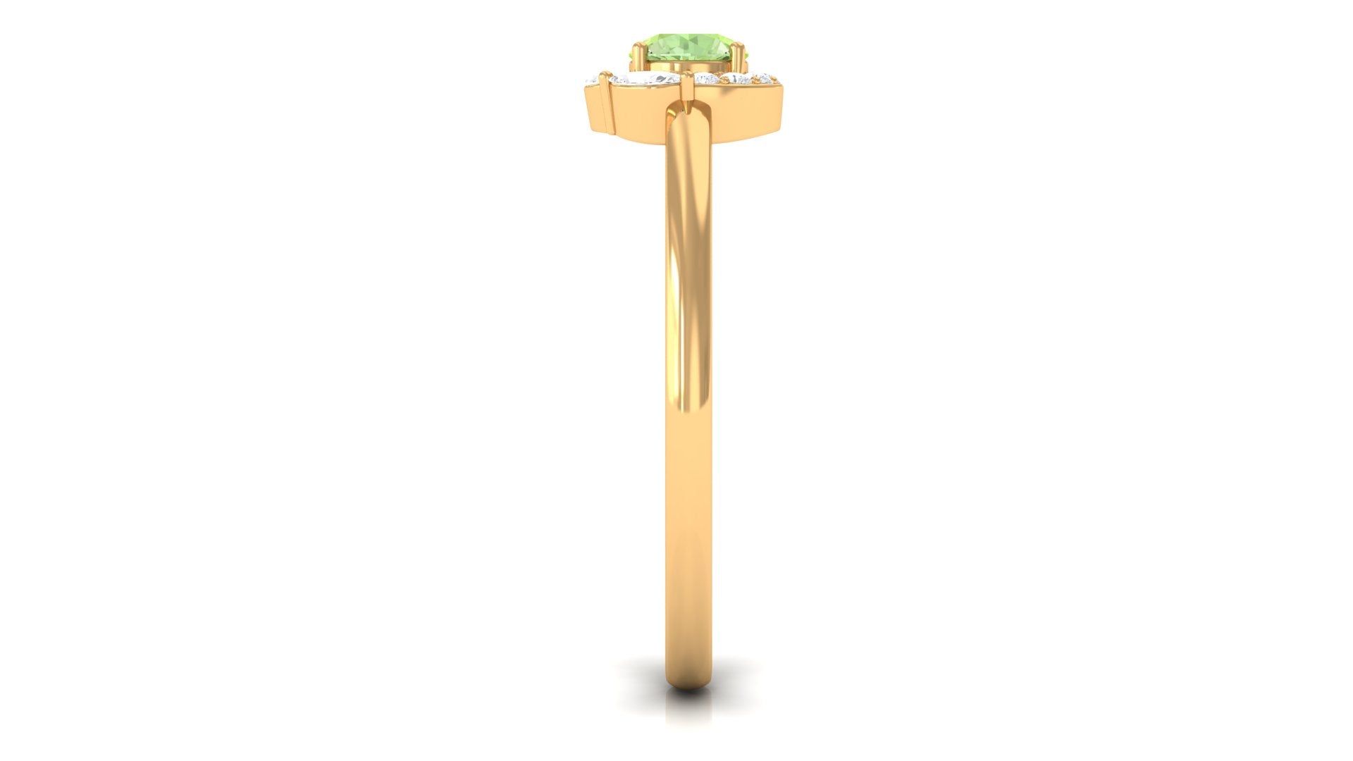 Rosec Jewels-Green Sapphire Minimal Promise Ring with Diamond Halo