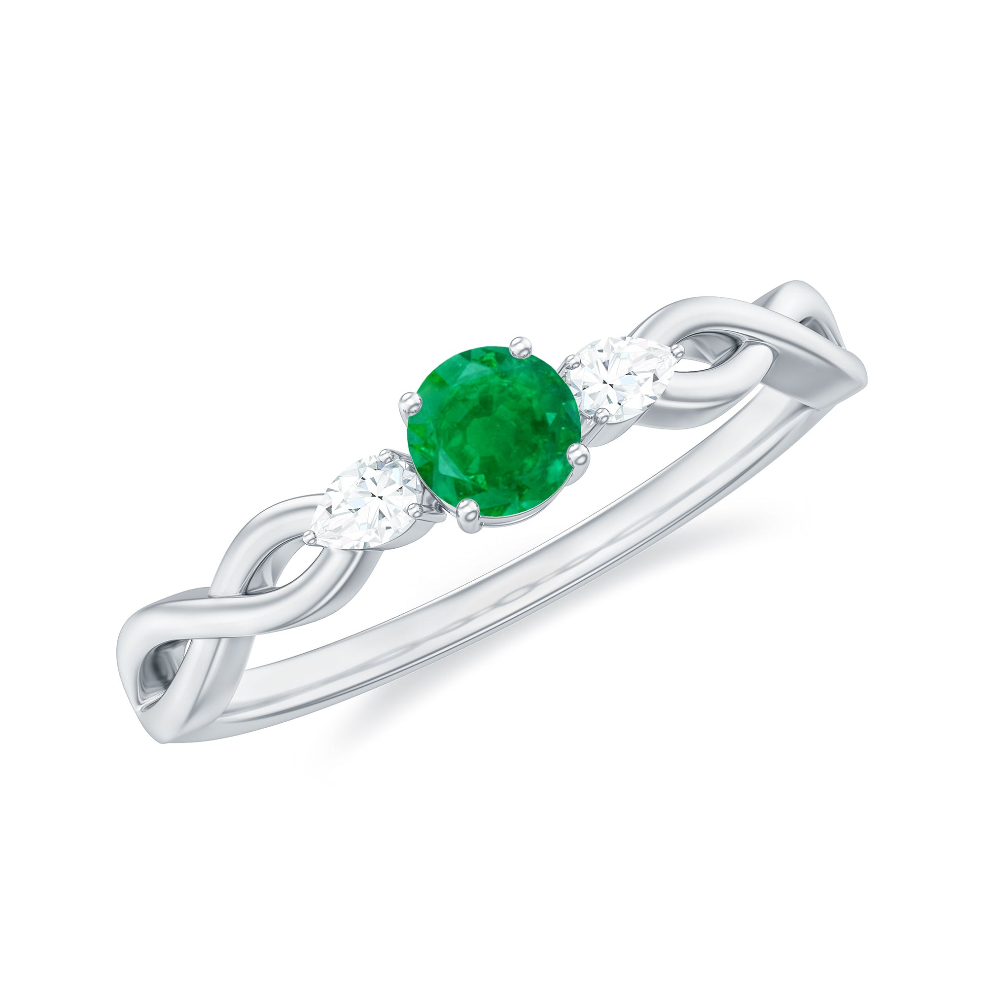 Rosec Jewels-Emerald and Diamond Crossover Promise Ring