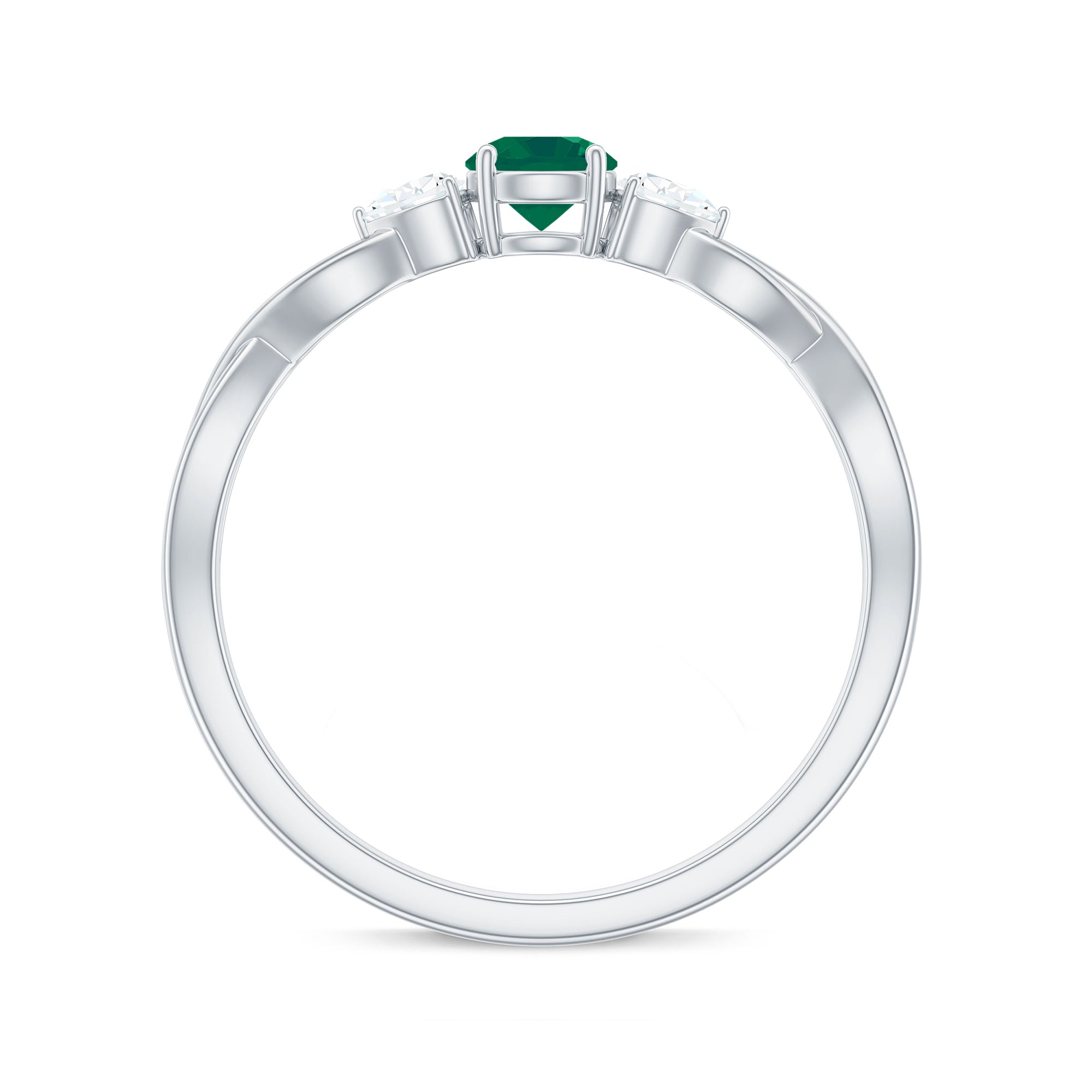 Rosec Jewels-Emerald and Diamond Crossover Promise Ring