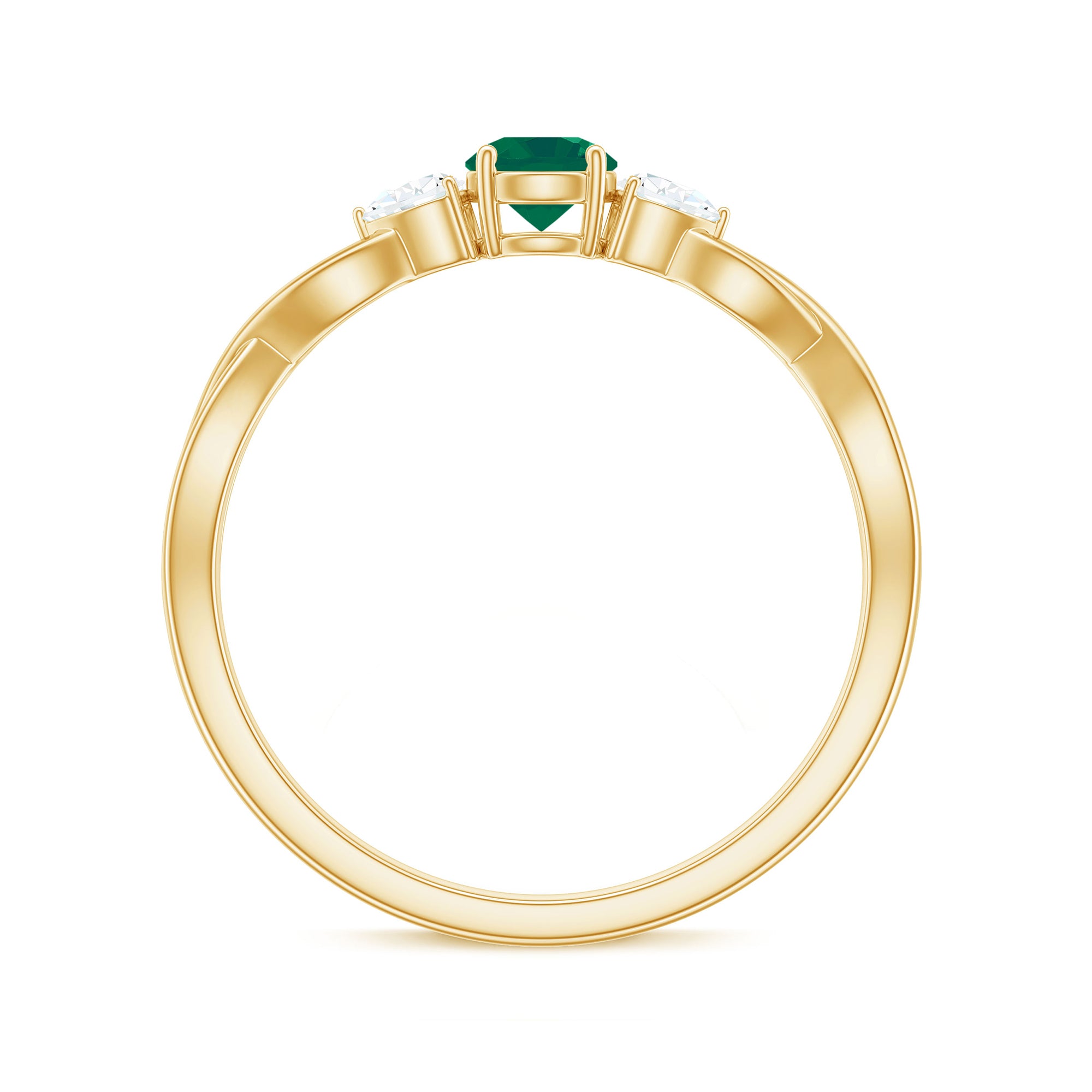 Rosec Jewels-Emerald and Diamond Crossover Promise Ring