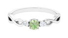 Rosec Jewels-Green Sapphire and Diamond 3 Stone Promise Ring with Crossover Shank