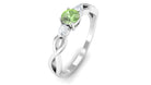 Rosec Jewels-Green Sapphire and Diamond 3 Stone Promise Ring with Crossover Shank