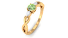 Rosec Jewels-Green Sapphire and Diamond 3 Stone Promise Ring with Crossover Shank