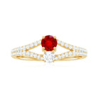 Rosec Jewels-Created Ruby and Diamond Two Stone Split Shank Engagement Ring